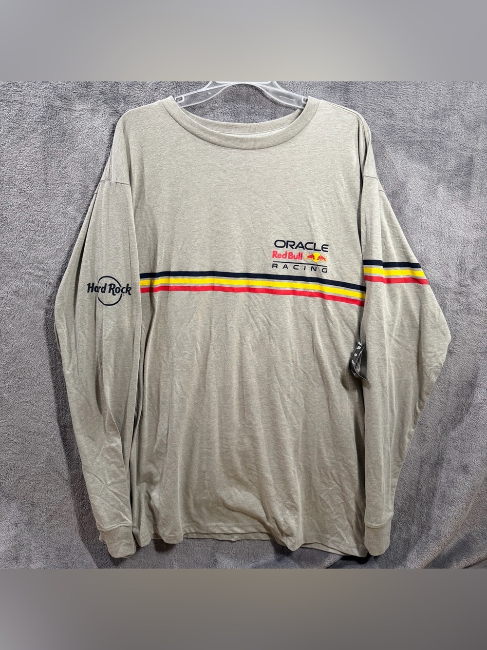 Hard Rock x Oracle Red Bull Racing T-Shirt Gray Long Sleeve Men’s Size XXL New